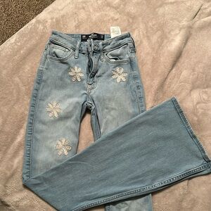 Hollister flower bell bottom jeans